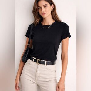 Vince Black Short Sleeve Tee Shirt Modal Blend Size M Made in Peru